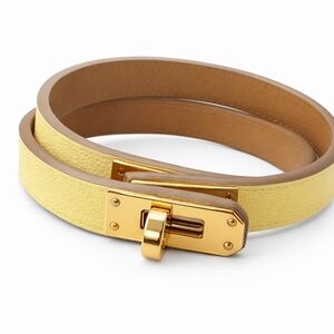 Hermès Mini Kelly Double Tour Bracelet – Yellow Lime, Gold Hardware, NO BOX